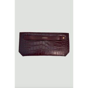 Senreve GRAY Embossed Leather Bracelet Pouch Clutch Grey Womens Size OS